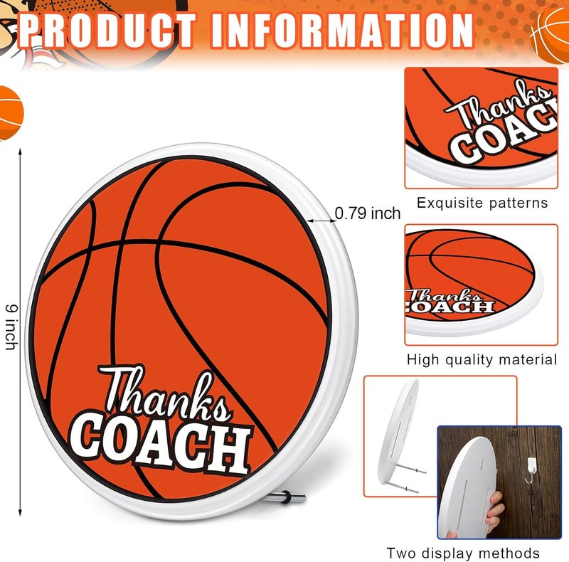 DoubleFill Basketball Thanks Coach Gifts from Team Home Plate Plaque for Trophy Sign Award Accessories, 9 x 10 Inches - Image 2